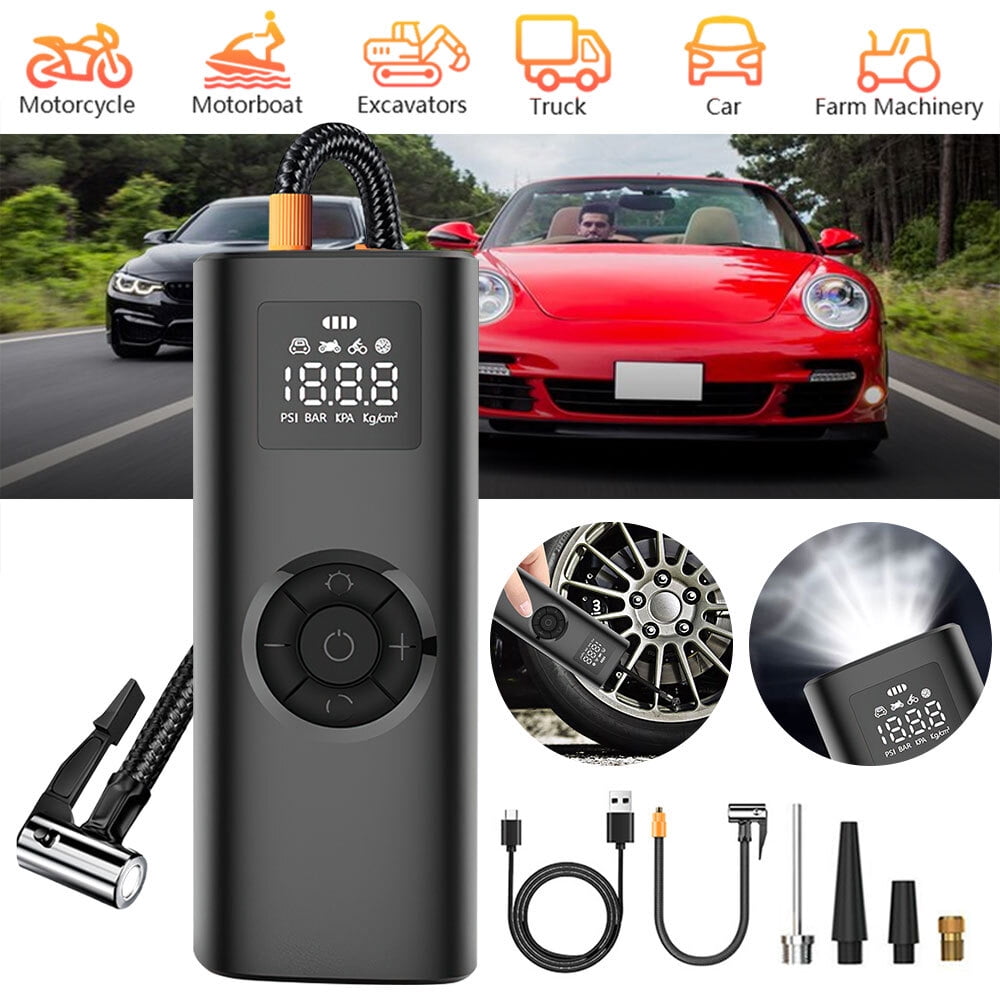 KEPEAK Tire Inflator Portable Air Compressor Air Pump for Car Tires with Gauge Car Accessories Essential for Women Men Cordless 150PSI Car Tire Inflator With Led Light for Car Motorcycle Bike