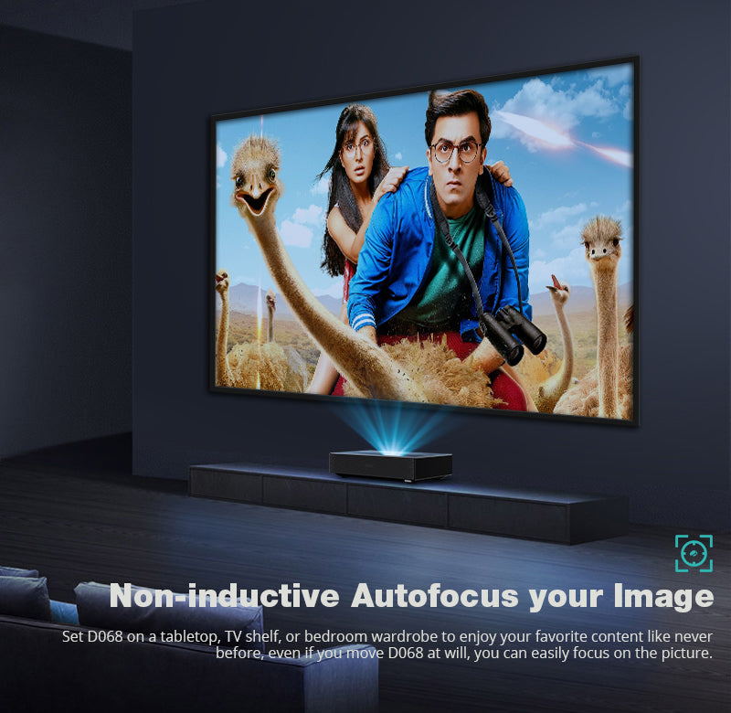 Laser Projector, Ultra Short Throw Laser Projector with WiFi and Bluetooth 1080P Full HD Support 4k, Mini Laser Projector Keystone Correction Wall Movie Portable Projector for Bedroom Outdoor
