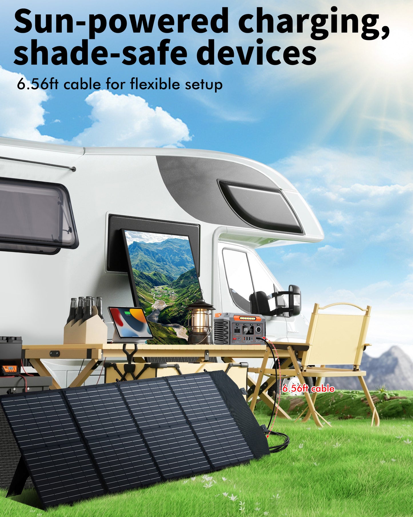 KEPEAK 100W Portable Solar Panel, Foldable Solar Panel with QC3.0 & PD, Waterproof High-Efficiency Solar Charger for RVs, Camping, Emergency Backup