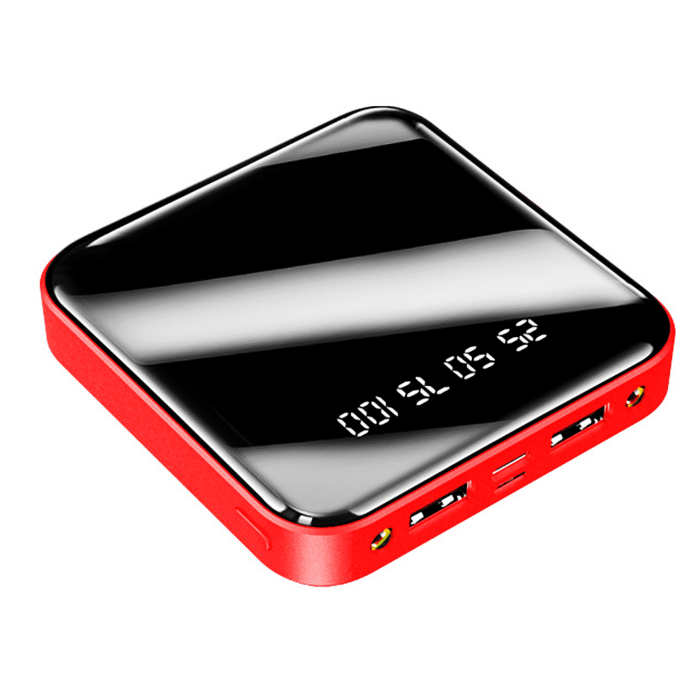 Kepeak Portable Charger 20000 mAh Power Bank Mini, LED Mirror Display Screen Portable Phone Charger,Red
