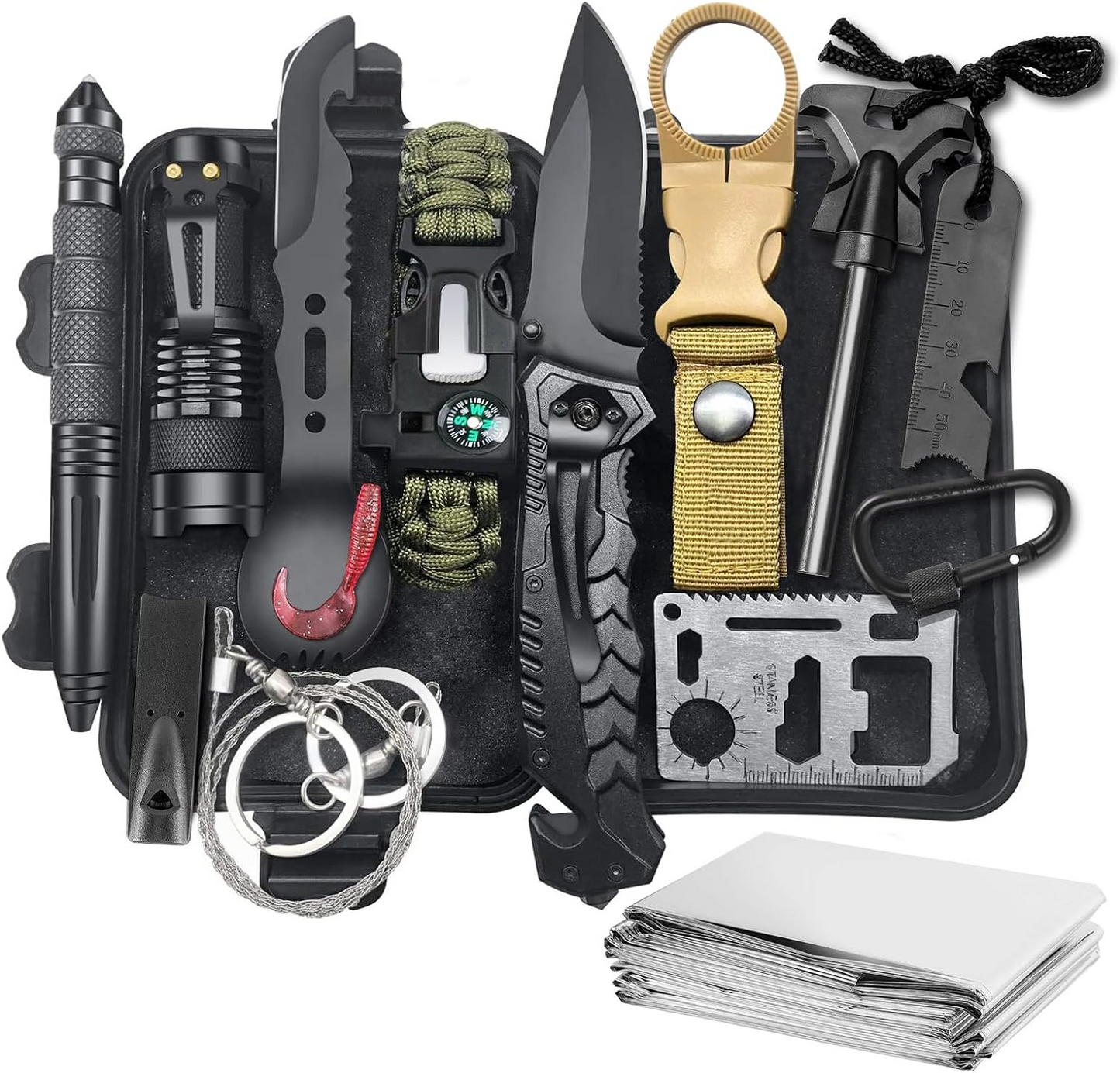 KEPEAK Gifts for Men Dad Husband Him, Survival Kits, Survival Gear and Equipment for Camping, Emergency, Hiking, Outdoor, Wilderness and Disaster Preparedness