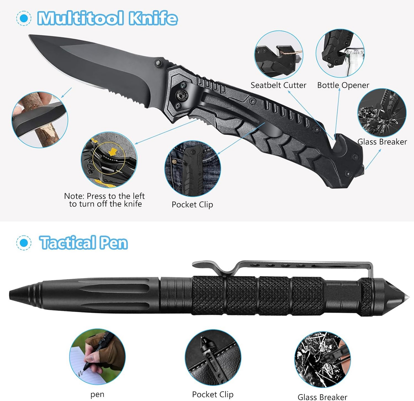 KEPEAK Gifts for Men Dad Husband Him, Survival Kits, Survival Gear and Equipment for Camping, Emergency, Hiking, Outdoor, Wilderness and Disaster Preparedness