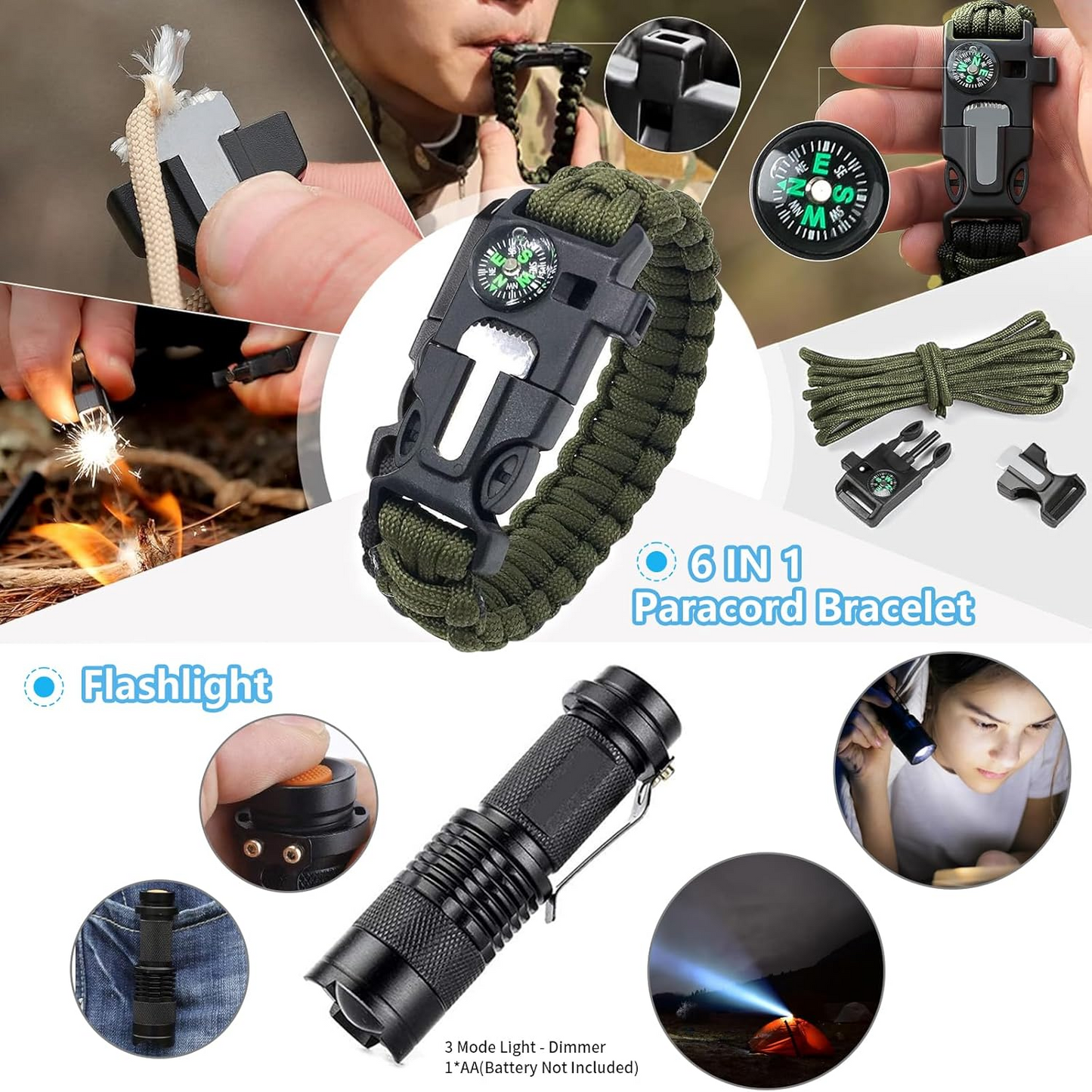KEPEAK Gifts for Men Dad Husband Him, Survival Kits, Survival Gear and Equipment for Camping, Emergency, Hiking, Outdoor, Wilderness and Disaster Preparedness