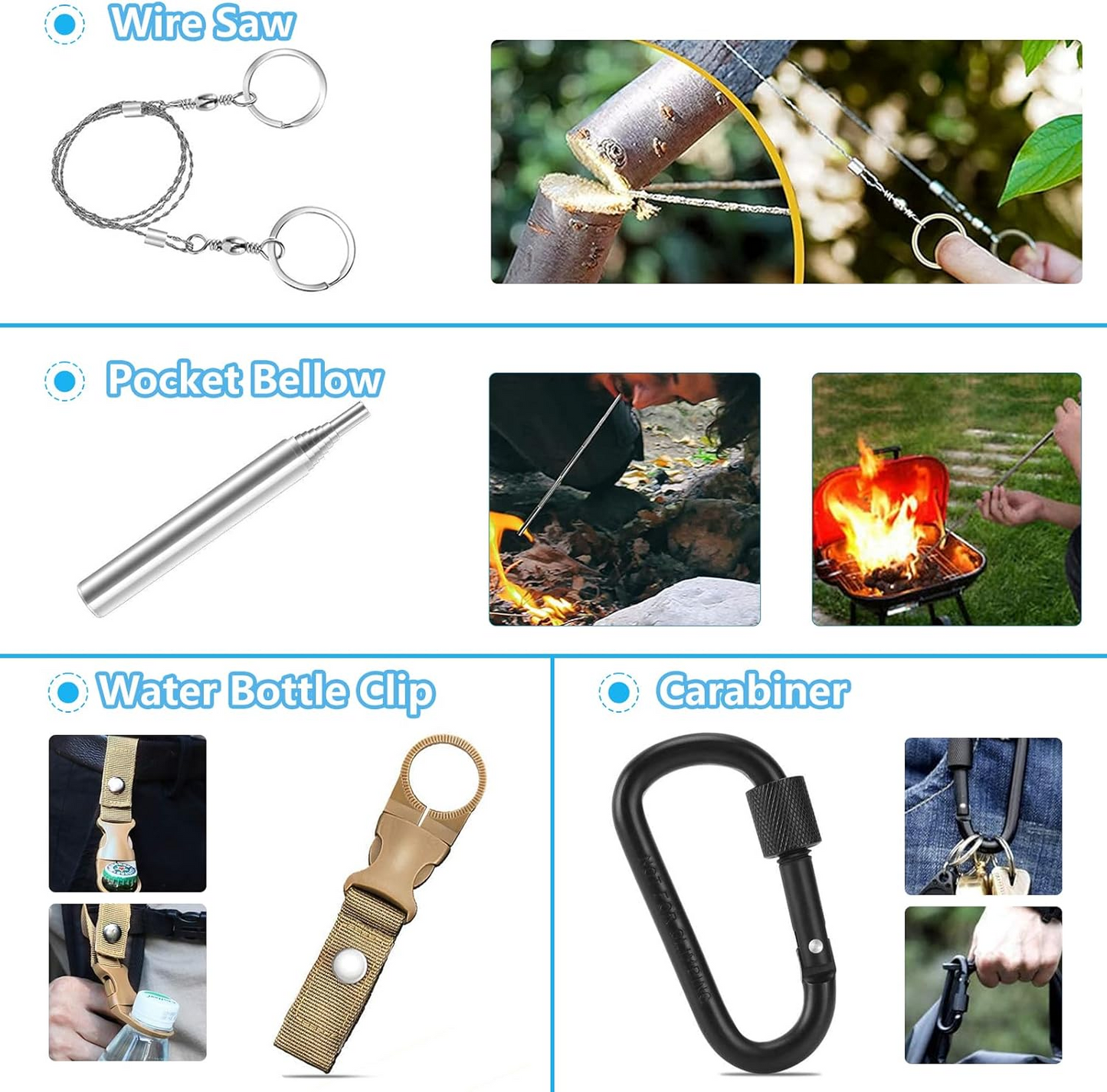 KEPEAK Gifts for Men Dad Husband Him, Survival Kits, Survival Gear and Equipment for Camping, Emergency, Hiking, Outdoor, Wilderness and Disaster Preparedness