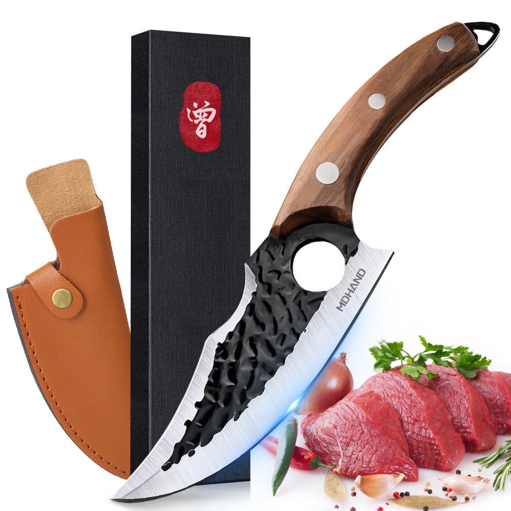 KEPEAK Kitchen Chef Knife Viking Knife with Sheath Japanese Forged Japan Knives Boning Knife Multipurpose Meat Knives Outdoor Camping BBQ Knife with Gift Box