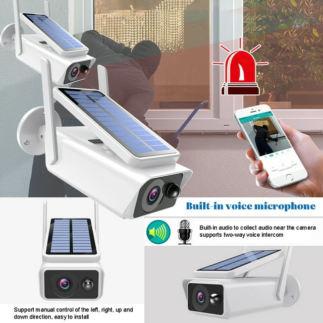 Solar Security Camera Outdoor Wireless Wifi, 4MP,Night Vision,Motion Detection,Waterproof