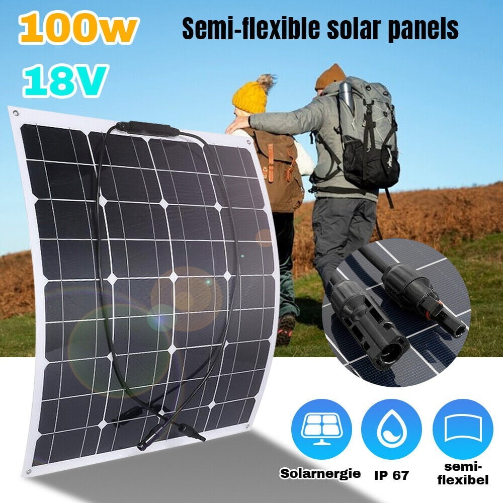 Semi-Flexible Solar Panel 100W 12V Bendable Thin Film Monocrystalline for Caravan RV Boat Camper Trailer