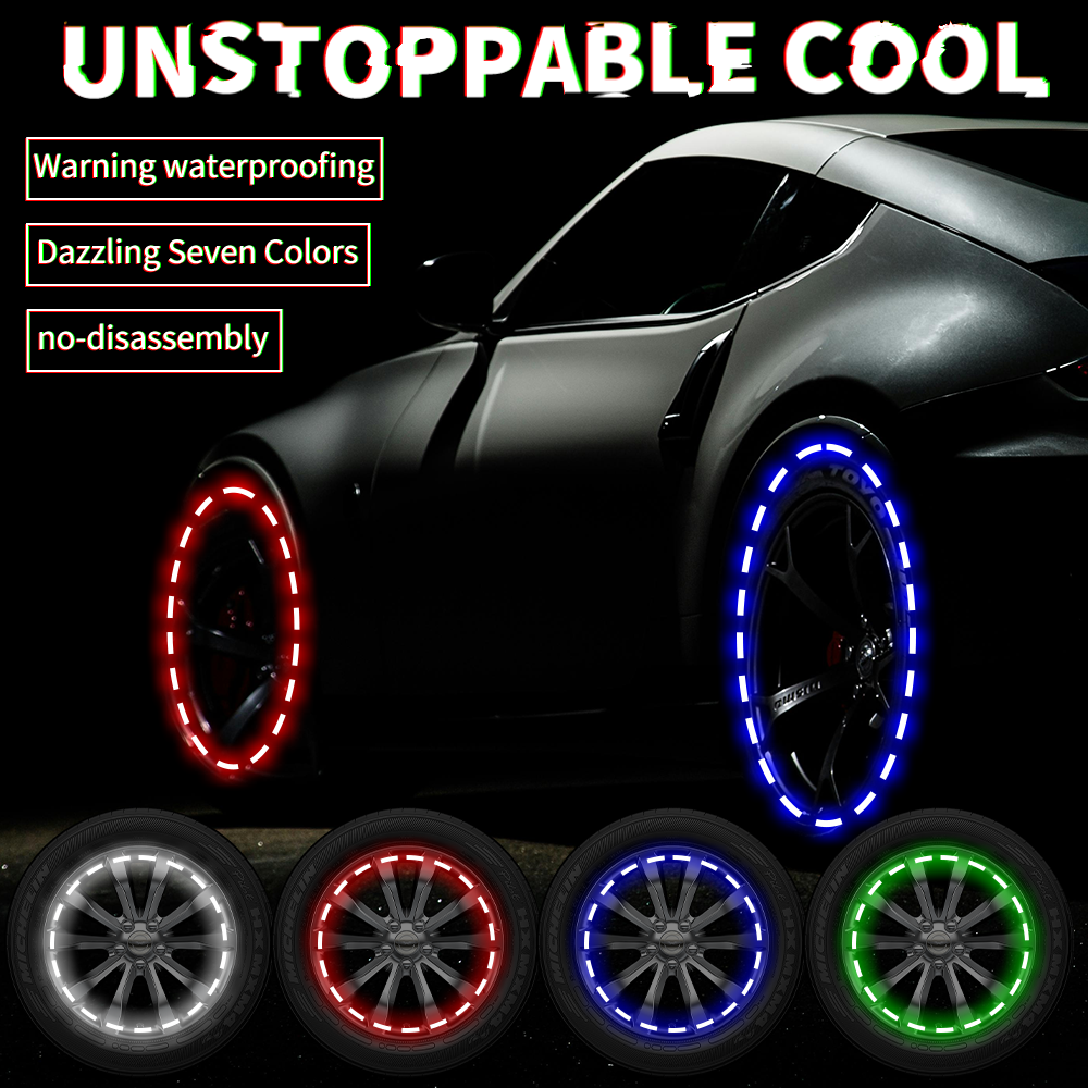 KEPEAK Car Tire Wheel Lights, 4pcs Air Valve, Hub Lamp Cap Light with Motion Sensors Colorful LED Tire Light Gas Nozzle for Car Bicycle Motorcycles Accessories