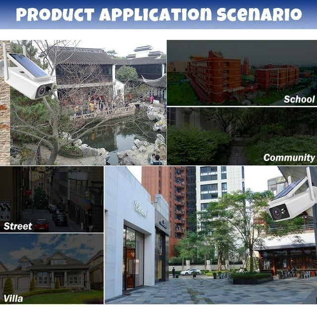 Solar Security Camera Outdoor Wireless Wifi, 4MP,Night Vision,Motion Detection,Waterproof
