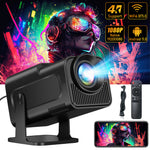 Projector with WiFi and Bluetooth, Mini Projector Portable 4K 1080P Full HD Support, Auto Keystone Correction Rotatable Wall Movie Projector for Bedroom Outdoor Phone HDMI USB Laptop