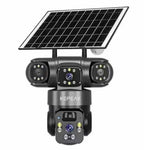 KEPEAK Solar Camera Security Outdoor, 4K Three Cameras for Home Security, black