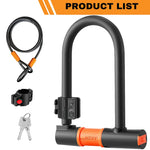 Heavy Duty Bike U Lock 16mm Anti Theft Steel Cable Bracket