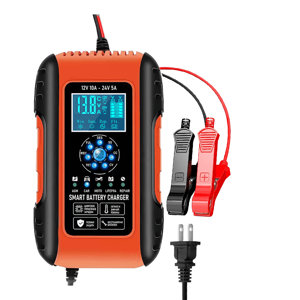 Kepeak 10-Amp Battery Charger,Smart Automatic Maintainer Trickle Charger with Temperature Compensation for Car Motorcycle Lawn Mower