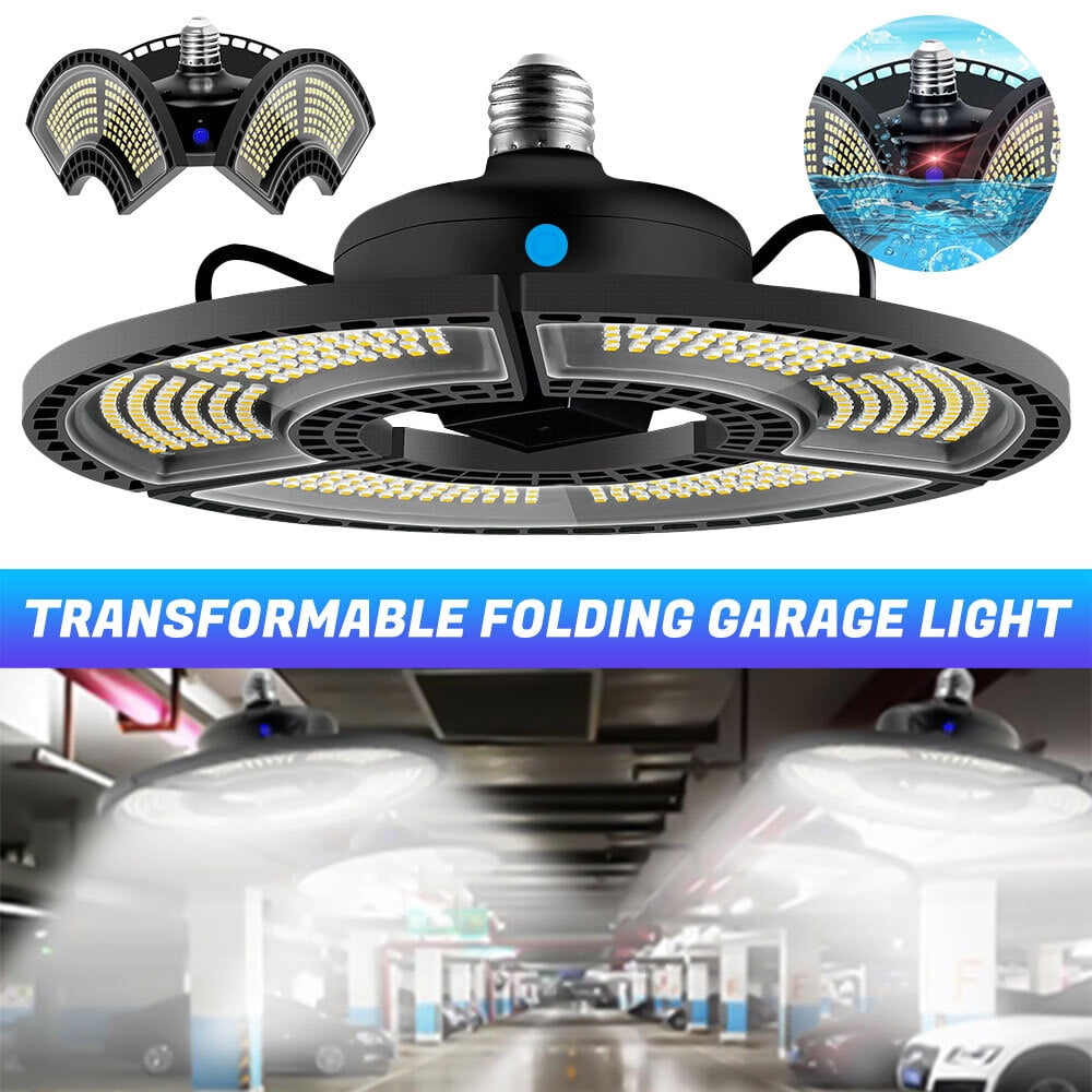 LED Garage Lights,KEPEAK 100W 12000 Lumens Garage Lighting, 6000K Daylight with Deformable Three Panels Garage Ceiling Light Fixture E26/E27 LED Shop Light for Garage Basement Workshop Warehouse
