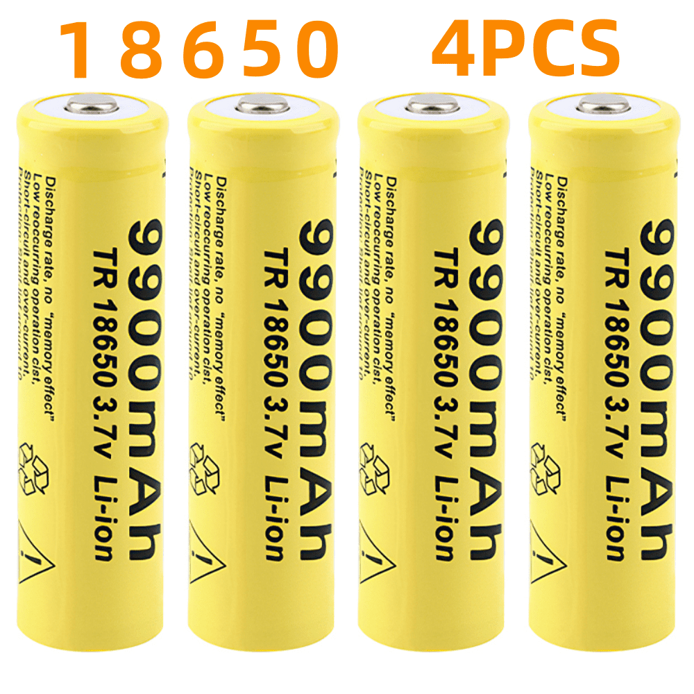 KEPEAK 3.7V Rechargeable Batteries 9900mAh(4 Pack),Yellow