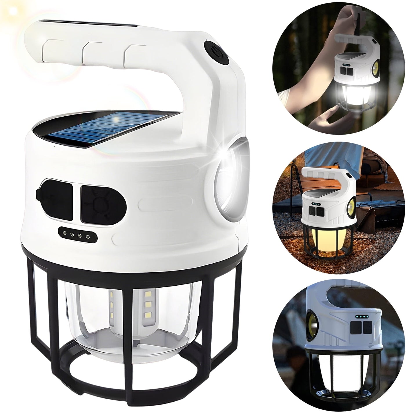 Solar LED Camping Light,Kepeak Type-C Fast Charging LED Light with Flashlight, 2400mAh Outdoor Camping Lantern
