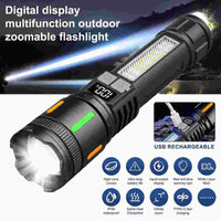 A77 Fluorescent White Laser Flashlight Digital Display Zoomable Camping Light