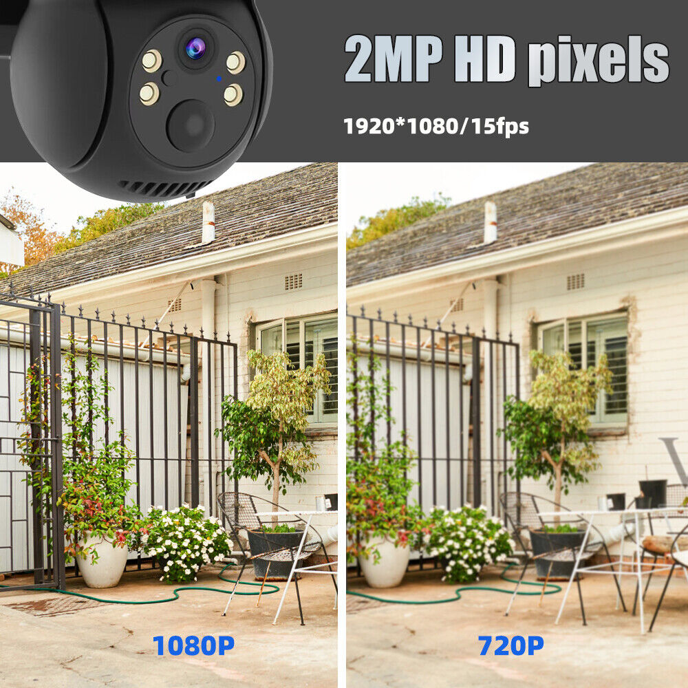 Powerful 1080P HD Wifi Solar Security Camera Full Color Night Vision IP66, ICSee