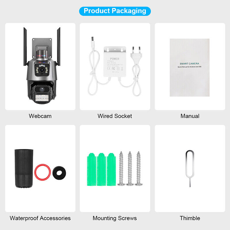 Dual Lens HD 1080P WiFi IP Camera Wireless Outdoor CCTV PTZ Home Security IR Cam