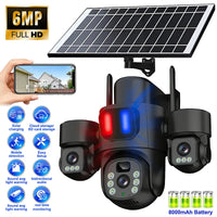6MP Solar 3 Lens WiFi6 Security Camera PTZ 2 Way Audio Alarm Cam