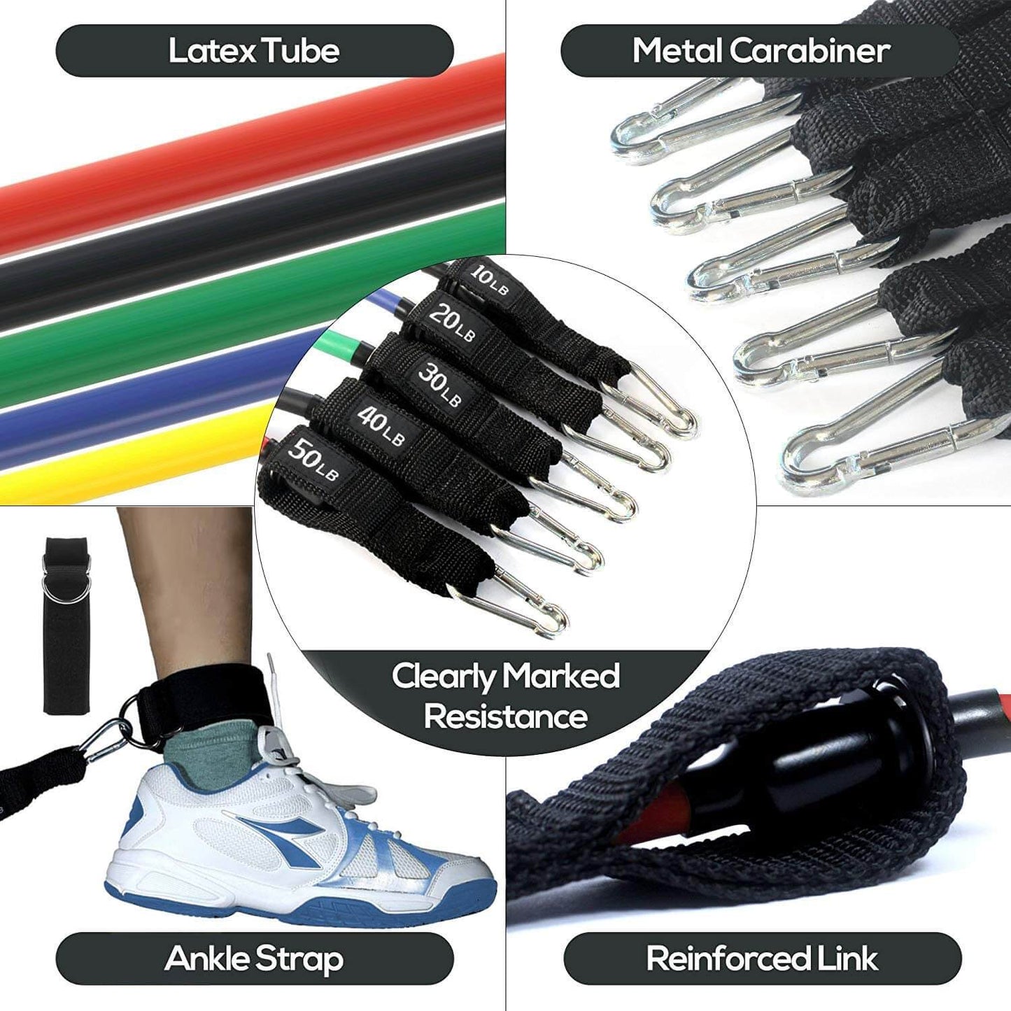 Kepeak Fitness Band + Handle + Waterproof Tote Bag + Leg Ankle Band Resistance Band Set - KEPEAK-Pro
