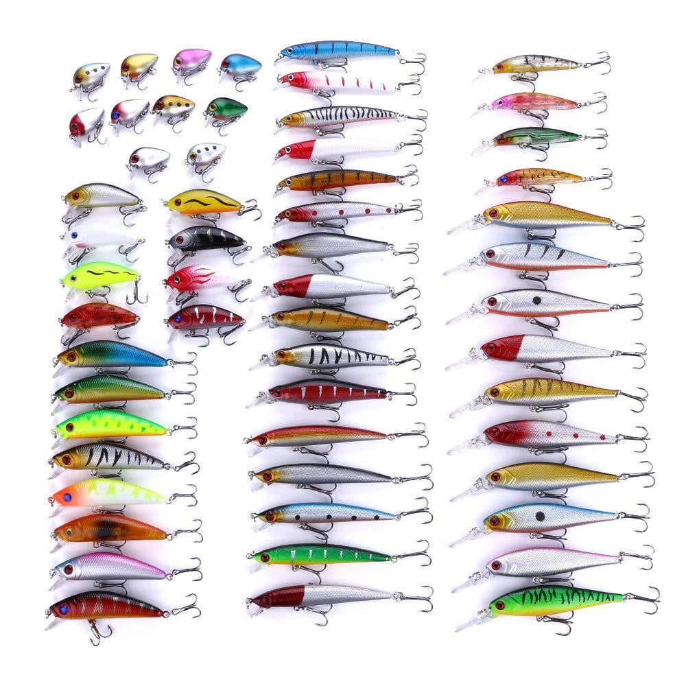 Kepeak , Popper Rattlin Saltwater Fishing Bait Kits with High Carbon Steel Treble Hook Tackle Kits - 56pcs - KEPEAK-Pro