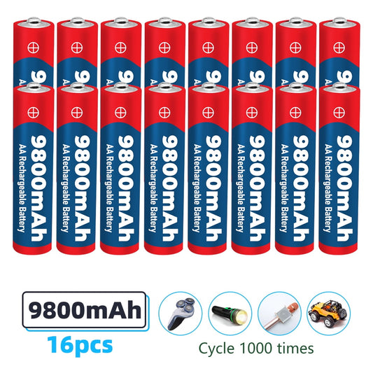 KEPEAK AA Batteries, [9800mAh]High Capacity Battery, 16-Pack AA Batteries,1.5V Ni-MH Low Self Discharge for Household and Business Devices