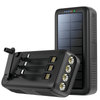 Solar Charger Power Bank 30000mAh,Kepeak Power Bank Wireless Charger Built in Hand Crank and 3 Cables, 4 LEDs Flashlight