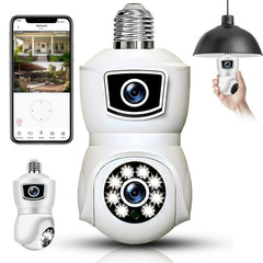 1080P Light Bulb Security Camera,Kepeak Dual Lens 360° Wi-Fi Home Security Cameras Wireless Outdoor/Indoor Color Night Vision, Motion Tracking, Audible Alarm, Easy Installation IP Cameras