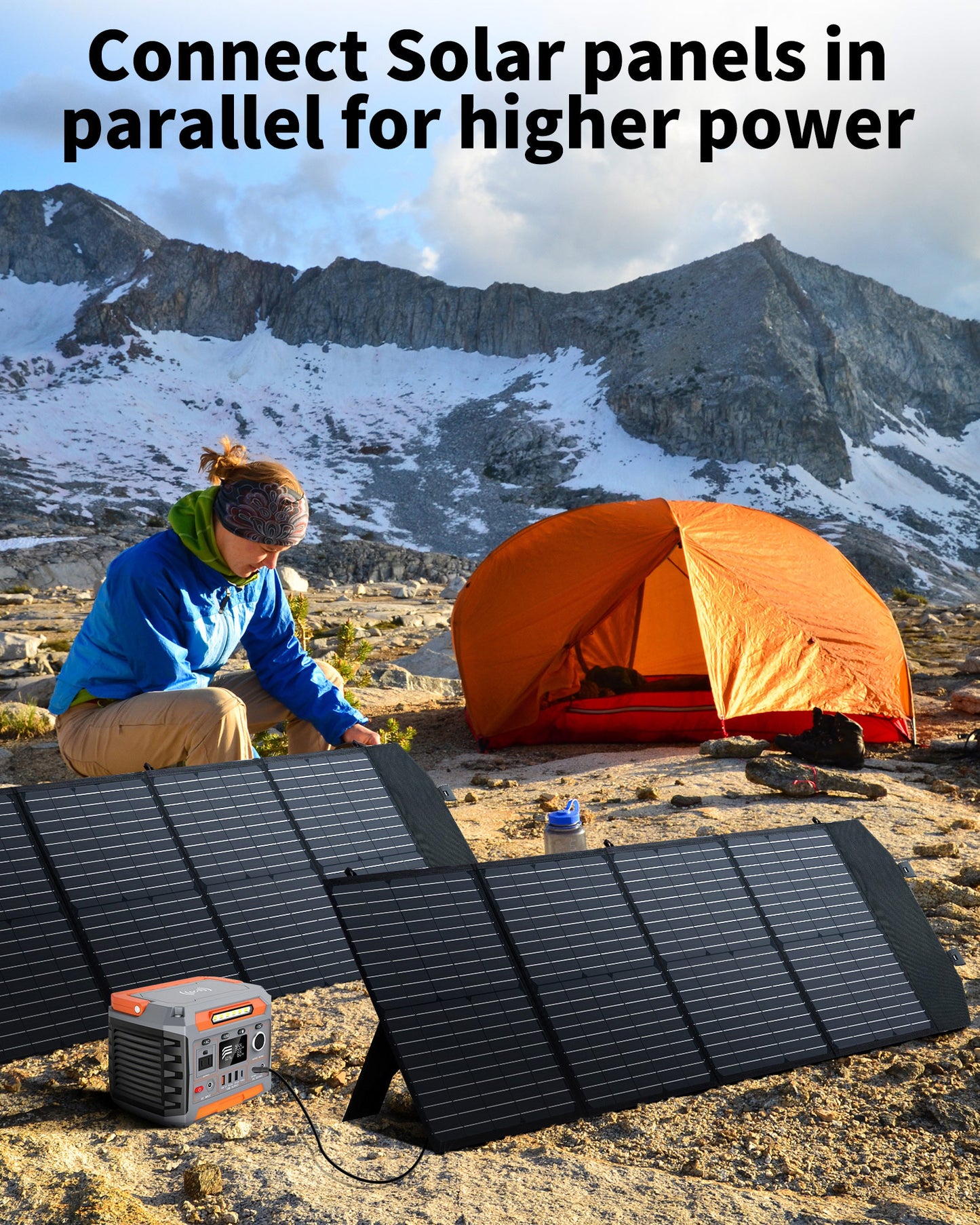 KEPEAK 100W Portable Solar Panel, Foldable Solar Panel with QC3.0 & PD, Waterproof High-Efficiency Solar Charger for RVs, Camping, Emergency Backup