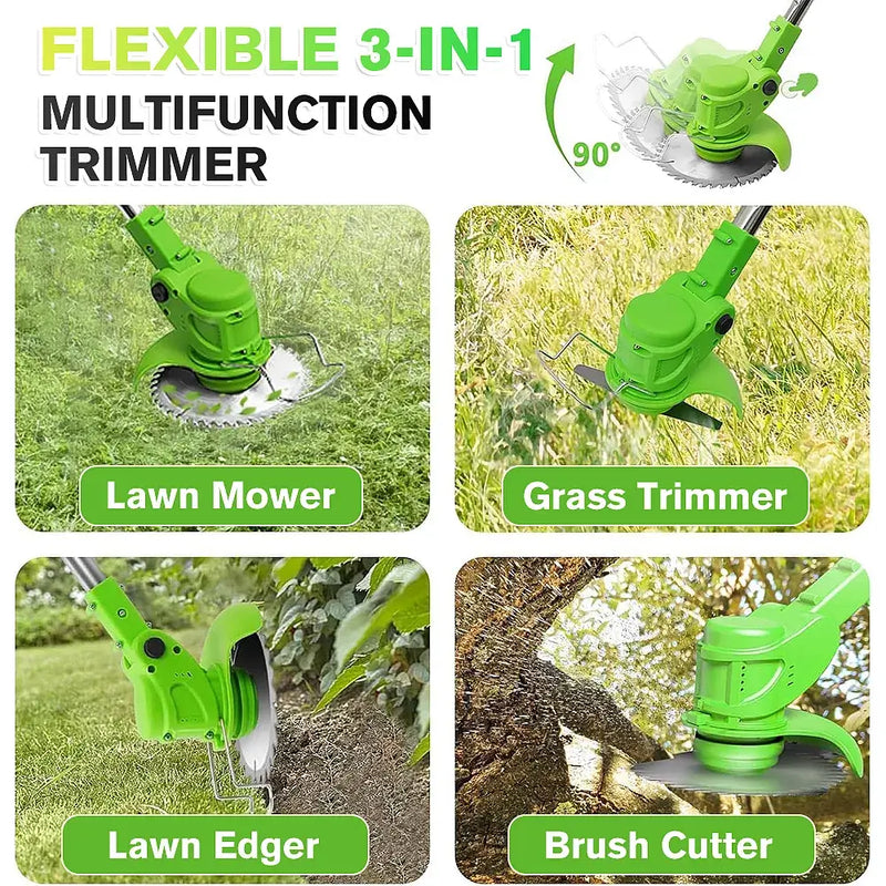 Kepeak Cordless Electric String Trimmer, 3-Blade Weed Wacker, 2×21V 4.0Ah Batteries, 3.28 lbs Lightweight Grass Cutter for Lawns, Hedges