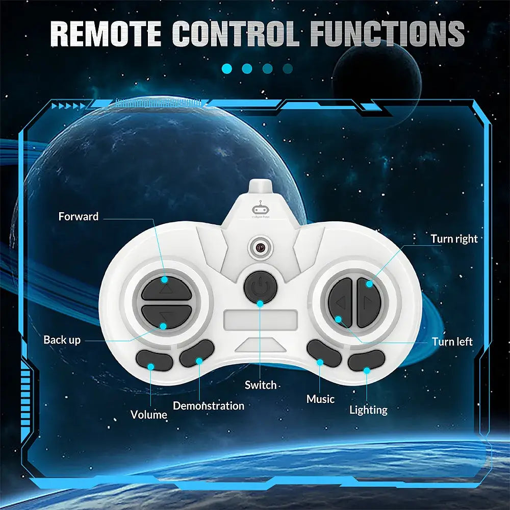 Kids Remote Control Robot Toy with LED eyes, Moves & Music Flexible Head & Arms