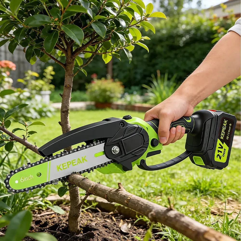 6-Inch Cordless Mini Chainsaw, Kepeak900W Electric Chainsaw with  1Pack 4.0Ah Battery for Wood Cutting Tree Trimming
