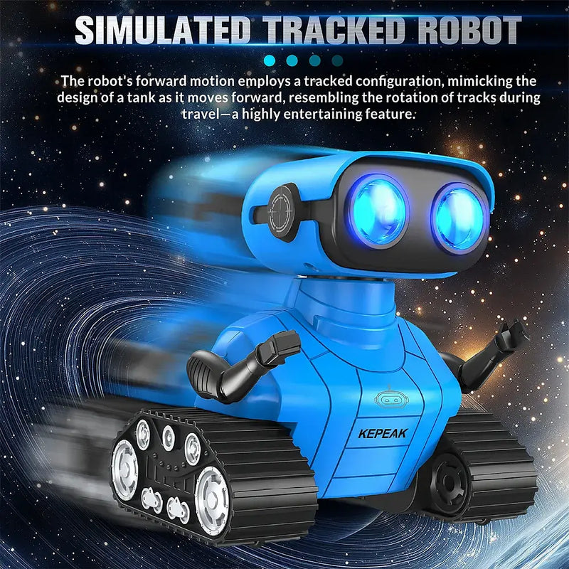 Kids Remote Control Robot Toy with LED eyes, Moves & Music Flexible Head & Arms