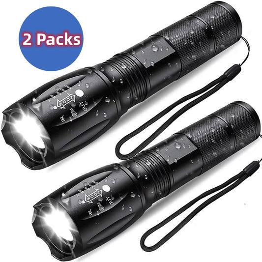 Super Bright Flashlights,Kepeak LED Tactical Flashlight ,Waterproof Zoomable Camping Lanterns(2 Pack)