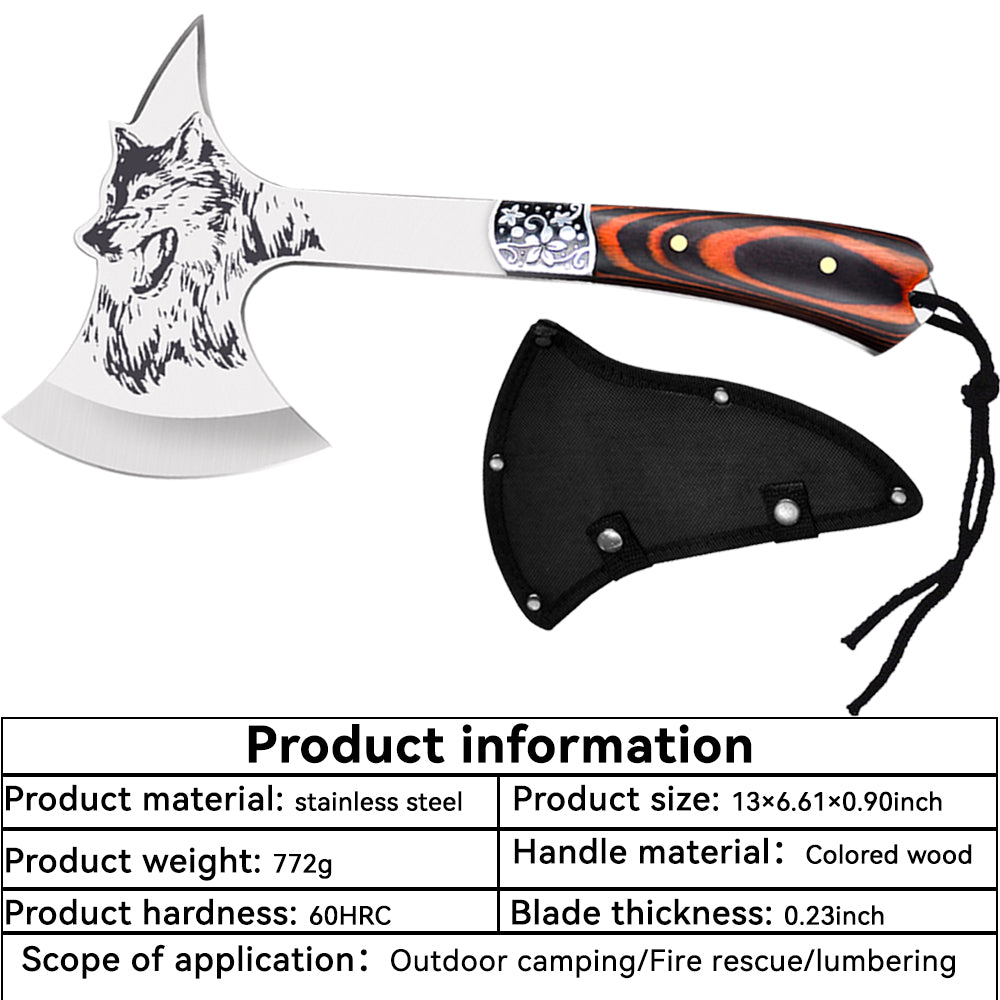 ZENG Camping Hatchet with Sheath, Survival Axe Multitool, Tomahawk Axe Tactical Military, Camping Axe for Camping Cycling Hiking