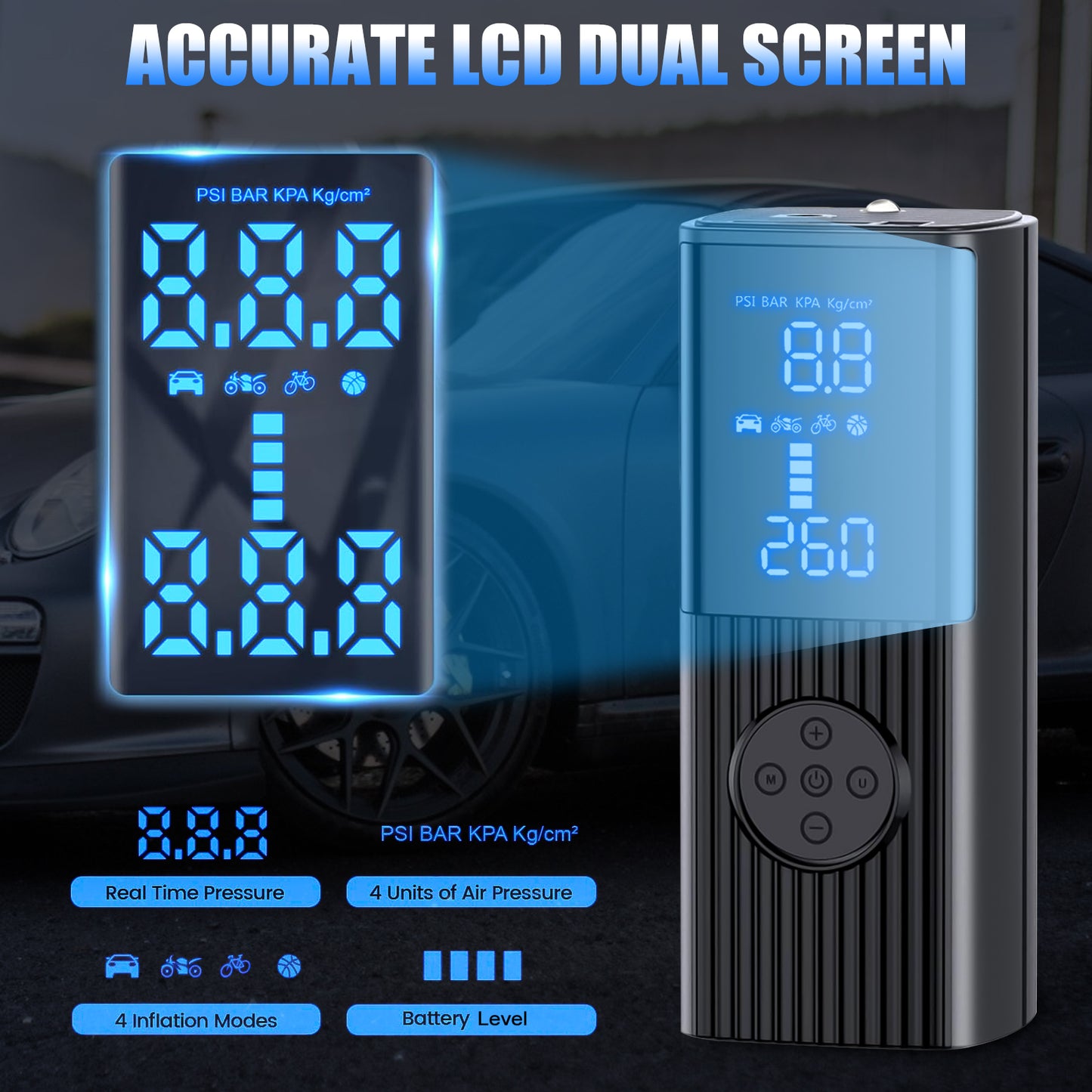 20000mAh Tire Inflator Car Air Pump Compressor Electric Portable Auto 12V 150PSI