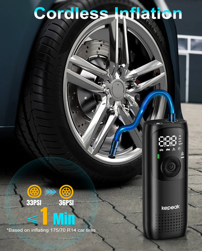 Tire Pump,Tire Inflator Car Tire Inflator with Digital Pressure Gauge, Fast Inflation, Auto Tire Pump for Car Tires, Motorcycles, Bikes or Balls