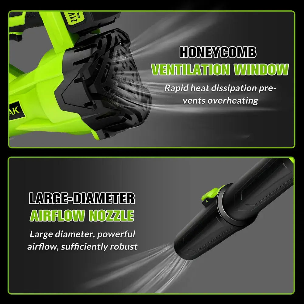 Cordless Leaf Blower 21V, Kepeak 440W High-Speed Motor, Dual 1300mAh Rechargeable Batteries, Fast Cleaning
