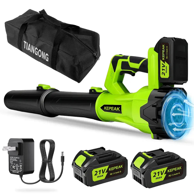 Cordless Leaf Blower 21V, Kepeak 440W High-Speed Motor, Dual 1300mAh Rechargeable Batteries, Fast Cleaning
