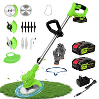 Kepeak Cordless Electric String Trimmer, 3-Blade Weed Wacker, 2×21V 4.0Ah Batteries, 3.28 lbs Lightweight Grass Cutter for Lawns, Hedges