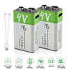 2 Pack Rechargeable Batteries 9 Volt Lithium Ion 600mAh Li-ion Batteries for Smoke Detector