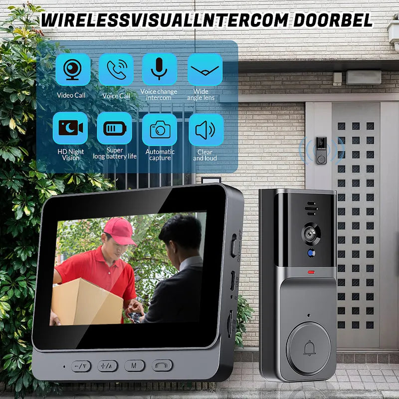 English: 4.3 Inch IPS Screen 2.4G Wireless Security Intercom Doorbell Camera