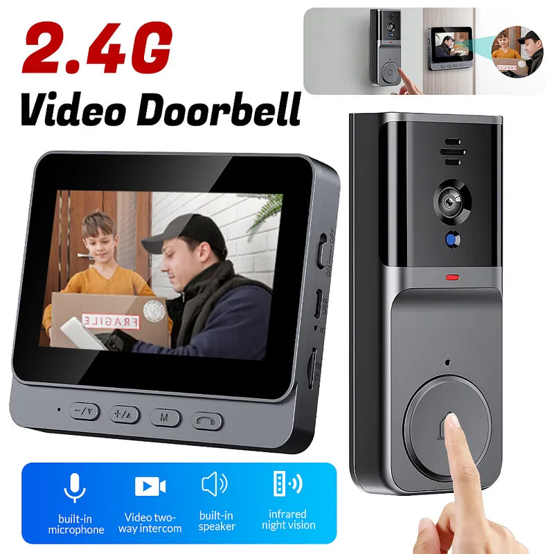 English: 4.3 Inch IPS Screen 2.4G Wireless Security Intercom Doorbell Camera