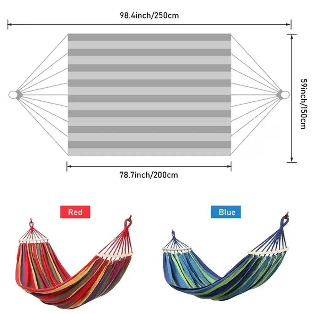 660lb Double Outdoor Hammock 78.8"x60" Anti-Rollover Camping w/ Bag