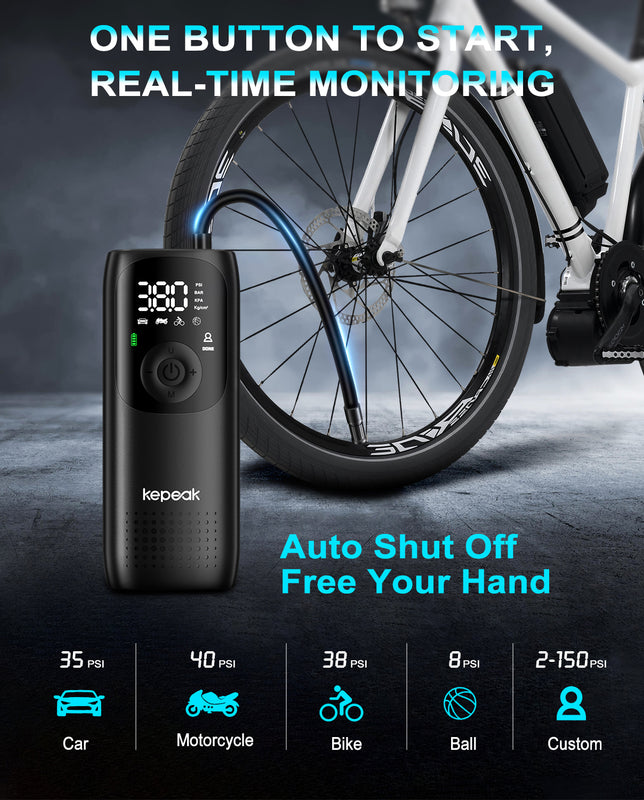 Tire Pump,Tire Inflator Car Tire Inflator with Digital Pressure Gauge, Fast Inflation, Auto Tire Pump for Car Tires, Motorcycles, Bikes or Balls