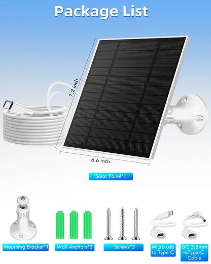 KEPEAK Solar Panel for Ring Camera Outdoor, Small Solar Panel Charger with USB-C to Ring Barrel Plug Adapter, Compatible with Rings Spotlight & Stick Up Cam Battery