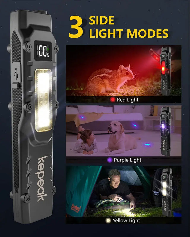 KEPEAK EDC Flashlight, Small Pocket Flat Flashlight, LED Flashlight Rechargeable USB C, Bright Flash Lights with Clip for Camping, Emergency, Night Working