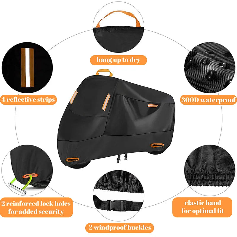 KEPEAK 300D Waterproof All Season Moto Cover, Lock Hole, XXL