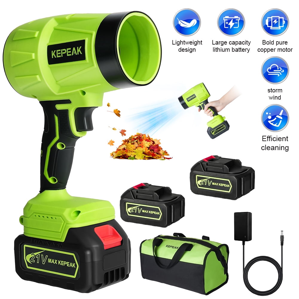 Cordless Electric Leaf Blower Kepeak Portable Handheld Leaf Blower with Adjustable Speed, 2 x 4.0Ah Batteries for Lawn, Garden, Patio, Yard Cleaning
